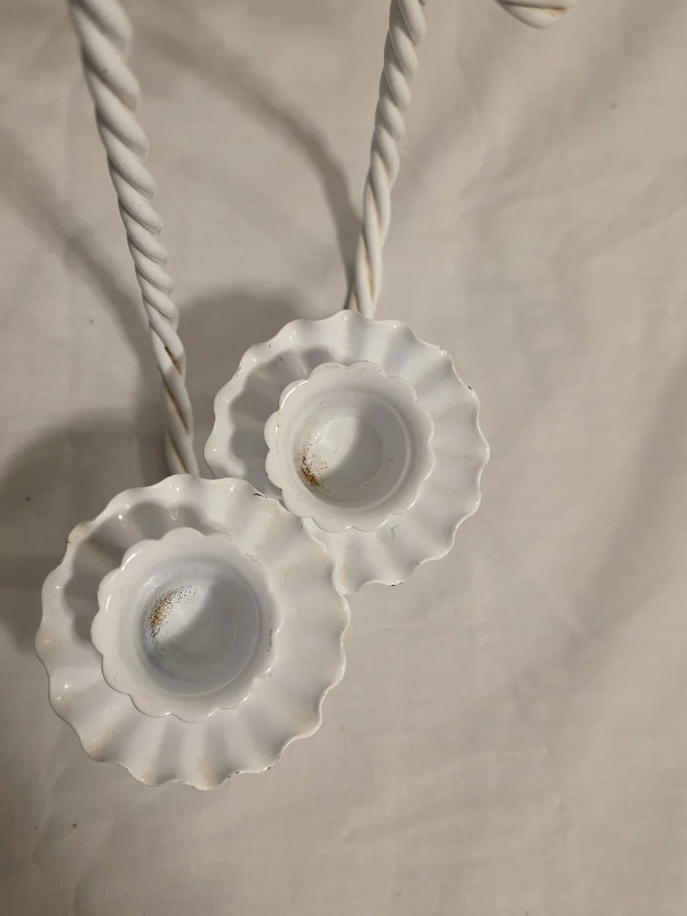 Set Of 2 Vintage Homco White Twisted Metal Rope Bow Sconces 12